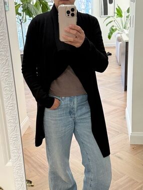 Theory Black Open-Front Women’s Sweater Cardigan